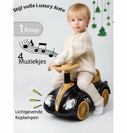 Kinderen Loopauto met muziek en lichtjes - Classic Luxury Retro Car - 55CM - mix