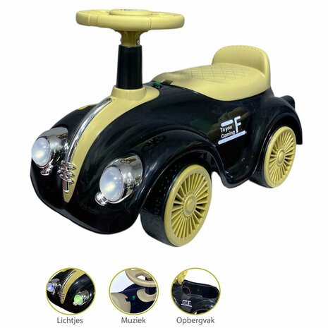 Kinderen Loopauto met muziek en lichtjes - Classic Luxury Retro Car - 55CM - mix