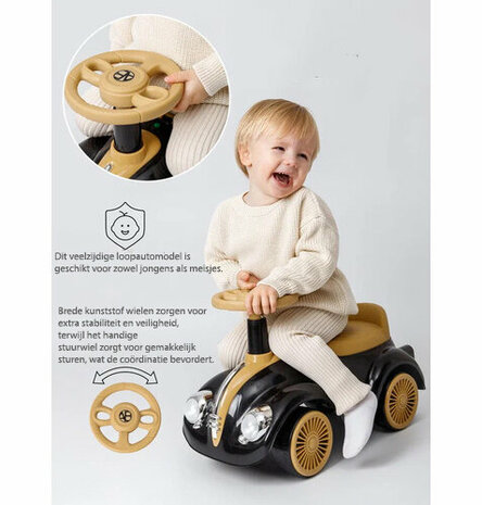 Kinderen Loopauto met muziek en lichtjes - Classic Luxury Retro Car - 55CM - mix