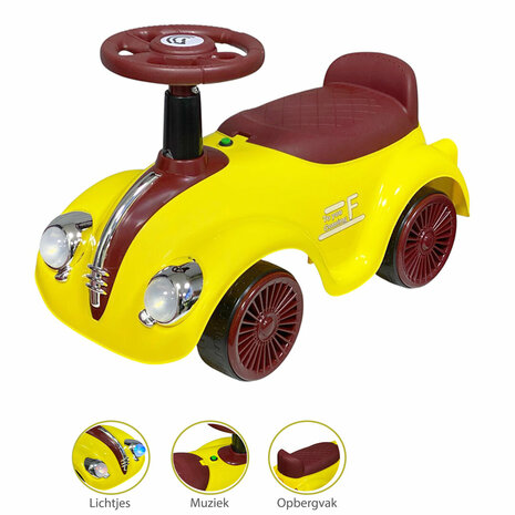 Kinderen Loopauto met muziek en lichtjes - Classic Luxury Retro Car - 55CM - mix