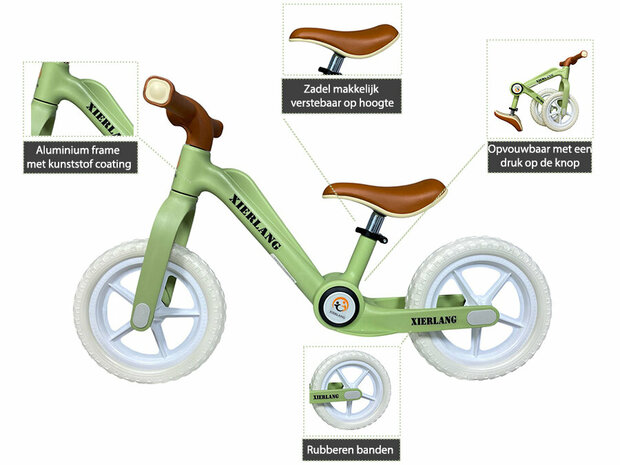 Foldable Bike - Opvouwbare Loopfiets met 1-Knops Systeem - 87 CM - licht gewicht