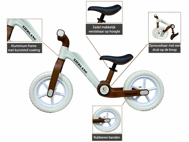 Foldable Bike - Opvouwbare Loopfiets met 1-Knops Systeem - 87 CM - licht gewicht