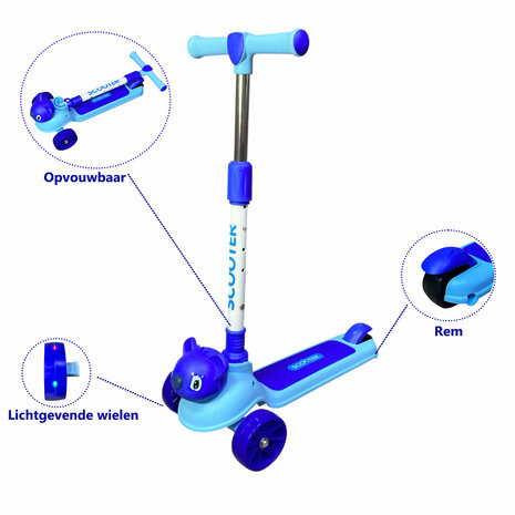Step - Scooter - Kinderstep met 3 wielen - Koala - opvouwbaar - Kantelstep - Met Licht &amp; Muziek