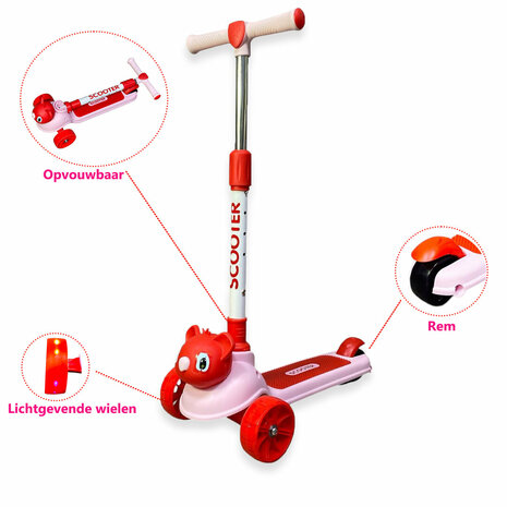 Step - Scooter - Kinderstep met 3 wielen - Koala - opvouwbaar - Kantelstep - Met Licht &amp; Muziek