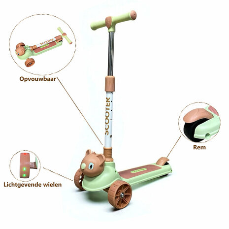 Step - Scooter - Kinderstep met 3 wielen - Koala - opvouwbaar - Kantelstep - Met Licht &amp; Muziek