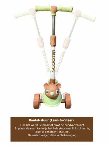 Step - Scooter - Kinderstep met 3 wielen - Koala - opvouwbaar - Kantelstep - Met Licht &amp; Muziek