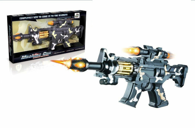 SPEELGOED GEWEER MET SCHIET GELUIDEN EN LED VERLICHTING Machine Gun 38CM
