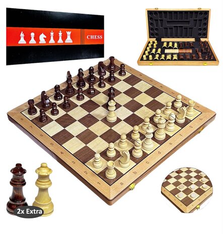 Schaaken en dammen 2in1 pakket - Opklapbaar - 43x43 cm - Hout 