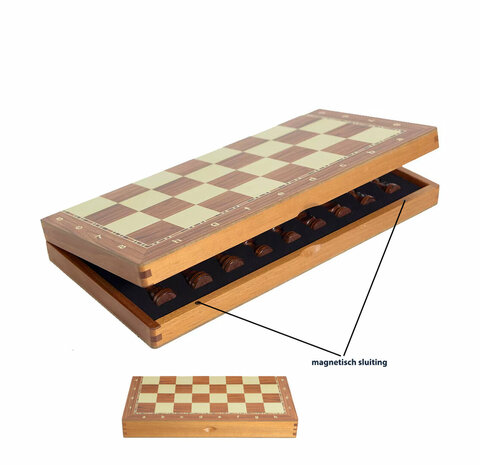 Rosewood Chess Board - With Integrated Lock - Magnetic Chessboard 38.8cm