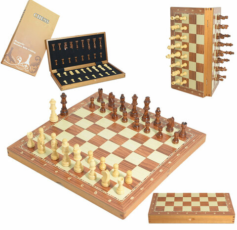 Rosewood Chess Board - With Integrated Lock - Magnetic Chessboard 38.8cm