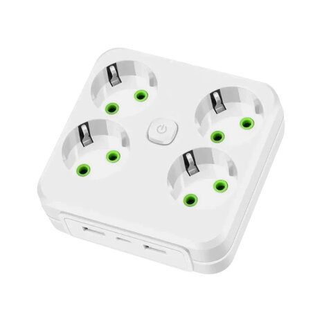 Multiprise europ&eacute;enne, 4 prises sans rallonge avec 2 ports USB 1 Type-C