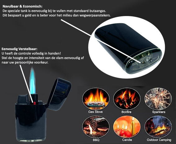 Unilite Jet-flame  Piano Black - 20 stuks in display