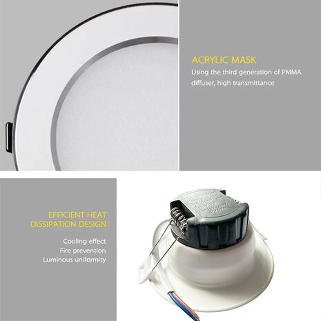 LED downlight spots - 7W - 3 kleuren - Inbouwspot - Zilver design