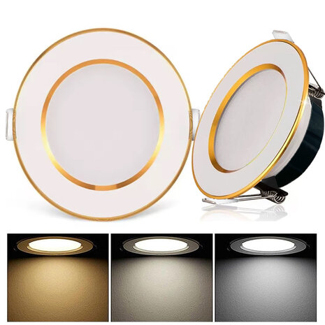 LED downlight spots - 7W - 3 kleuren - Inbouwspot - Gold design