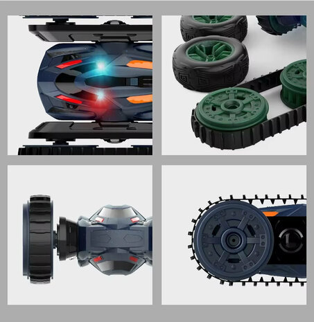 RC Stunt Auto - Dubbelzijdig Rijden -2-in-1 - auto met wielen en rupsbanden - 2.4GHZ - Oplaadbaar - 6-Kanaals