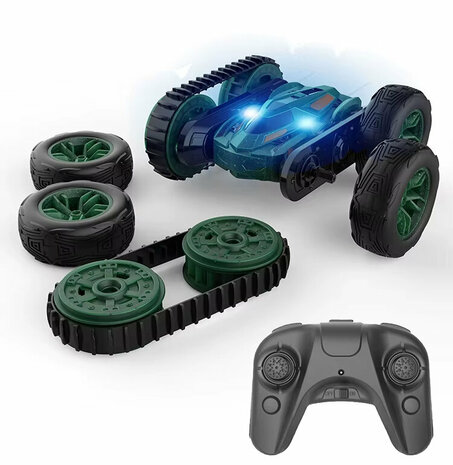 RC Stunt Auto - Dubbelzijdig Rijden -2-in-1 - auto met wielen en rupsbanden - 2.4GHZ - Oplaadbaar - 6-Kanaals