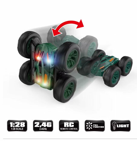 RC Stunt Auto - Dubbelzijdig Rijden -2-in-1 - auto met wielen en rupsbanden - 2.4GHZ - Oplaadbaar - 6-Kanaals