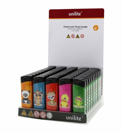 Aanstekers -  50 stuks in tray - Mini Pets - navulbaar en klik 