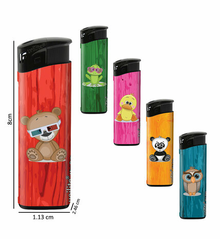 Aanstekers -  50 stuks in tray - Mini Pets - navulbaar en klik 