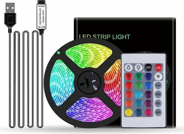 RGB LED MOOD LIGHT 5M - Usb - APP Control &amp; Afstandsbediening 