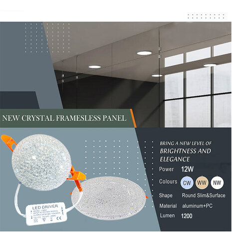 Inbouwspots LED - 1200LM - 3in1 - 3000K - 4000K 6500K - frameless panel light 12W