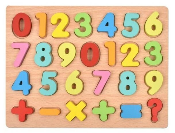 Speelgoed Puzzel Houten Cijfers - Puzzelbord 29,8x23,8 cm