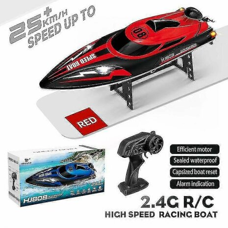 Speed Race boot &ndash; HJ808 RC Speedboot met 2.4 GHz Afstandsbediening - Rood