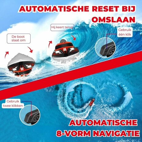 Speed Race boot &ndash; HJ808 RC Speedboot met 2.4 GHz Afstandsbediening - Rood