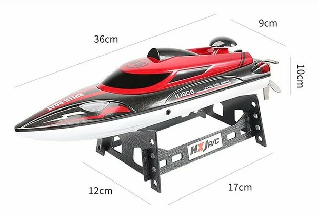 Speed Race boot &ndash; HJ808 RC Speedboot met 2.4 GHz Afstandsbediening - Rood