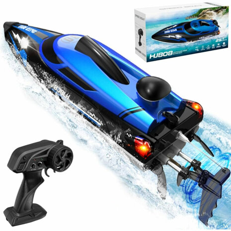 Speed Race Boat &ndash; HJ808 RC Speedboot met 2.4 GHz Afstandsbediening - blauw
