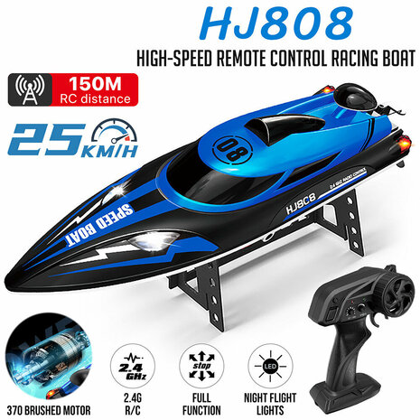 Speed Race Boat &ndash; HJ808 RC Speedboot met 2.4 GHz Afstandsbediening - blauw