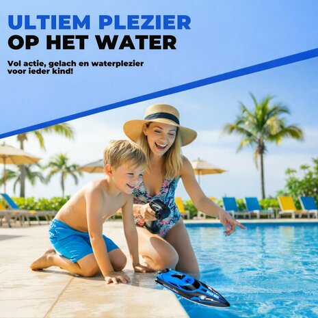 Speed Race Boat &ndash; HJ808 RC Speedboot met 2.4 GHz Afstandsbediening - blauw