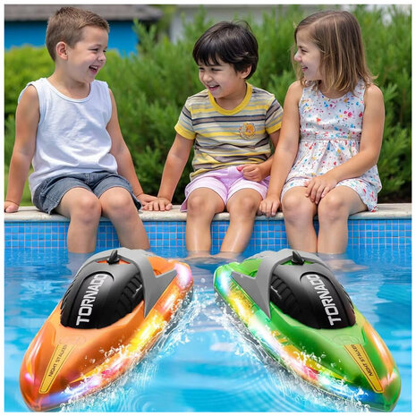 Gallop RC Speedboot &ndash; LED-verlichting, Hoge Snelheid - 2.4GHZ  Tornado boat Green