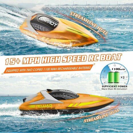 Gallop RC Speedboot &ndash; LED-verlichting, Hoge Snelheid - 2.4GHZ  Tornado boat 