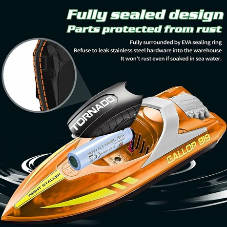 Gallop RC Speedboot &ndash; LED-verlichting, Hoge Snelheid - 2.4GHZ  Tornado boat 