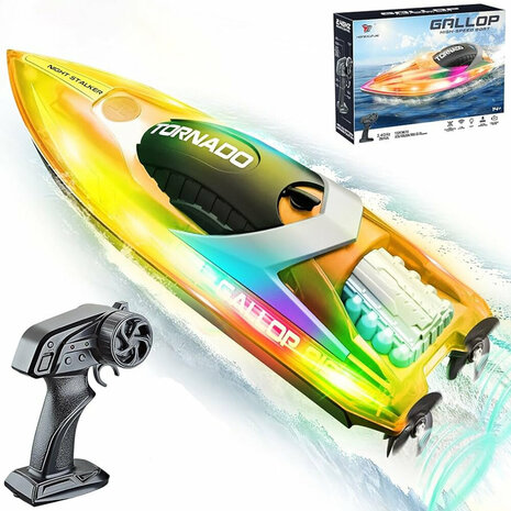 Gallop RC Speedboot &ndash; LED-verlichting, Hoge Snelheid - 2.4GHZ  Tornado boat 