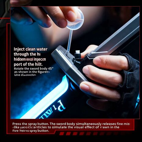 Dazzling Spray Sword &ndash; Katana Zwaard met LED-licht, Rook, Vonken en Geluid (70 cm)