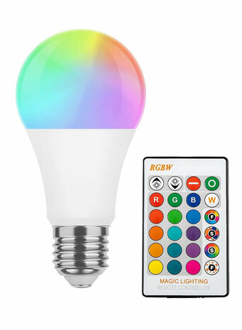 RGBW-LED-Farbwechsellampe &ndash; E27 15W mit Fernbedienung