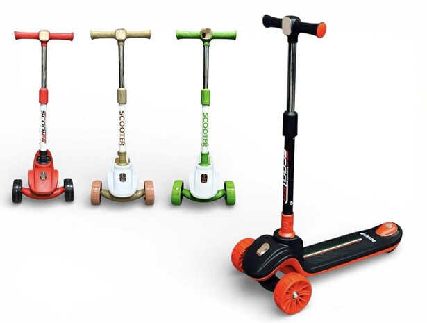 Kinderstep 3 Wielen - Scooter - Driewieler Step Opvouwbaar - Kantelstep - Met Licht &amp; Muziek S