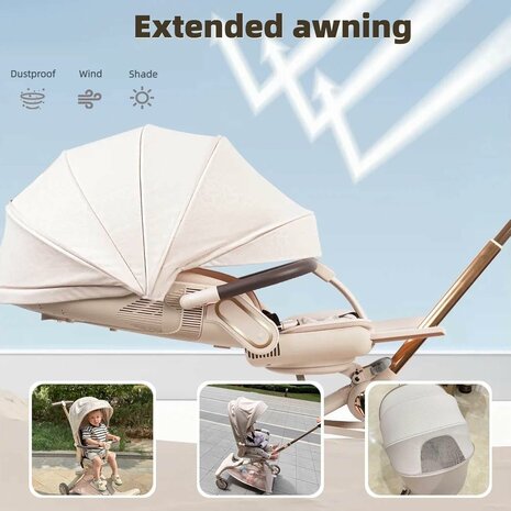 Kinderwagen Baobaohao V16 Buggy beige voor kinderen van 0-3 jaar &ndash; Luxe, lichtgewicht en opvouwbaar