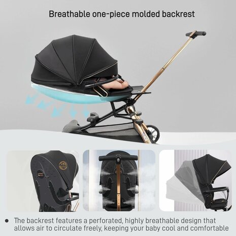 Kinderwagen Baobaohao V16 Buggy zwart voor kinderen van 0-3 jaar &ndash; Luxe, lichtgewicht en opvouwbaar