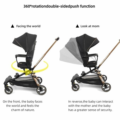 Kinderwagen Baobaohao V16 Buggy zwart voor kinderen van 0-3 jaar &ndash; Luxe, lichtgewicht en opvouwbaar