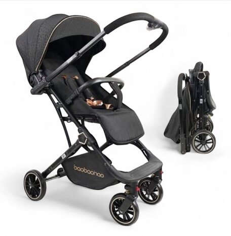 Kinderwagen Baobaohao Y8 Buggy - Luxe, Lichtgewicht &amp; Inklapbare voor 0-3 Jaar Zwart