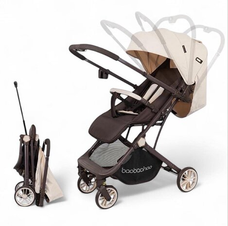 Kinderwagen Baobaohao Y8 Buggy &ndash; Luxe, Lichtgewicht &amp; Inklapbare voor 0-3 Jaar beige-brown.
