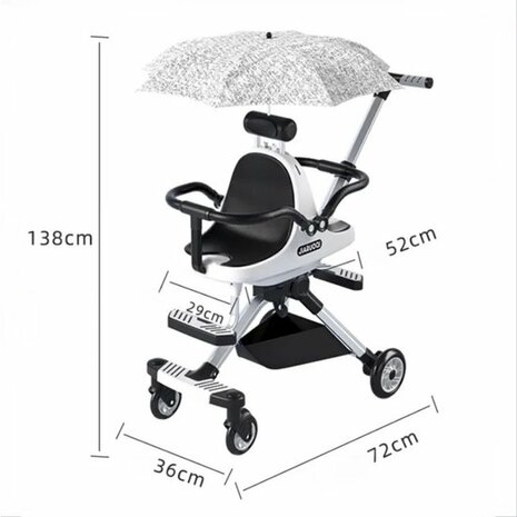 Tweeling Kinderwagen met Parasol - Lichtgewicht - Opvouwbaar - Aluminium Frame - Met Rem &amp; Demping - Voor 6 Maanden tot 4 Jaar