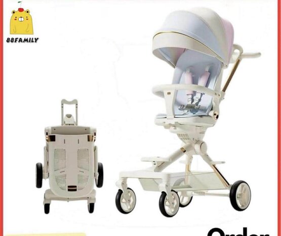 Kinderwagen Kxiaohe  K3 Buggy - Luxe, Lichtgewicht &amp; Inklapbare voor 0-3 Jaar Wit blauw roze