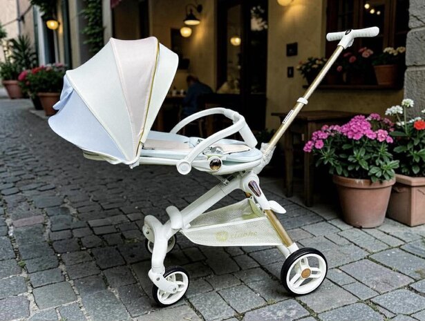 Kinderwagen Kxiaohe  K3 Buggy - Luxe, Lichtgewicht &amp; Inklapbare voor 0-3 Jaar Wit blauw roze