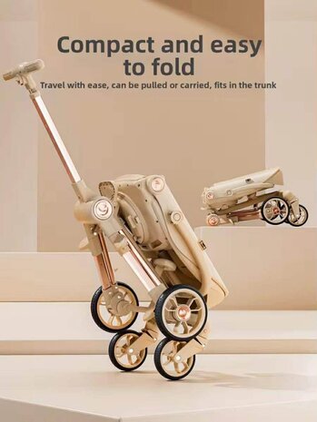 Kinderwagen Kxiaohe  K3 Buggy - Luxe, Lichtgewicht &amp; Inklapbare voor 0-3 Jaar Wit blauw roze