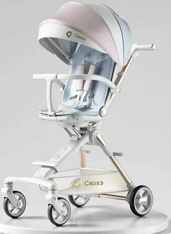 Kinderwagen Kxiaohe  K3 Buggy - Luxe, Lichtgewicht &amp; Inklapbare voor 0-3 Jaar Wit blauw roze