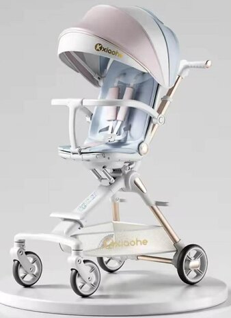 Kinderwagen Kxiaohe  K3 Buggy - Luxe, Lichtgewicht &amp; Inklapbare voor 0-3 Jaar Wit blauw roze